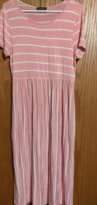 Pink and white stripe dress